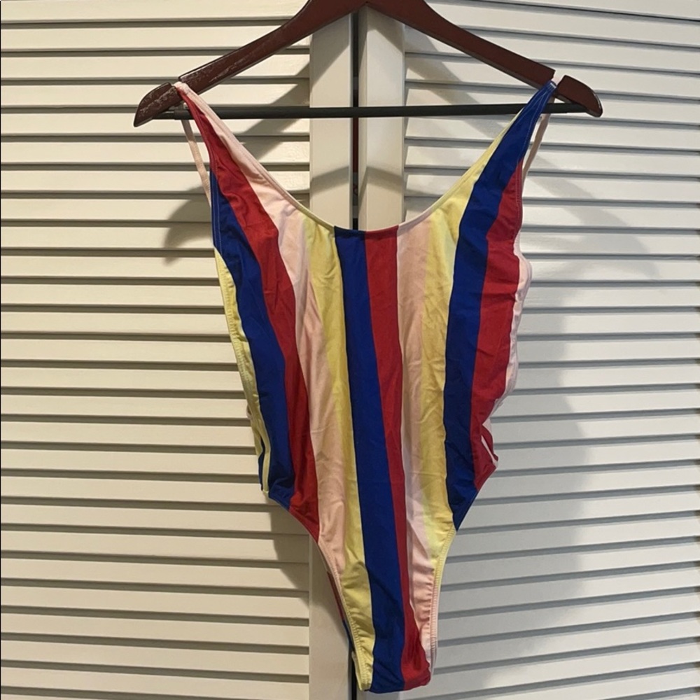 American Apparel Striped High Cut One Piece